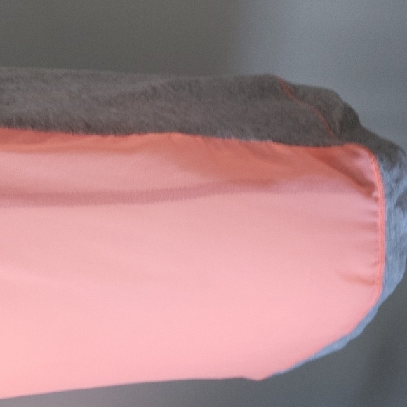 Maurices mixed material heather gray and hot coral colored sheer back tee - Picture 5 of 15